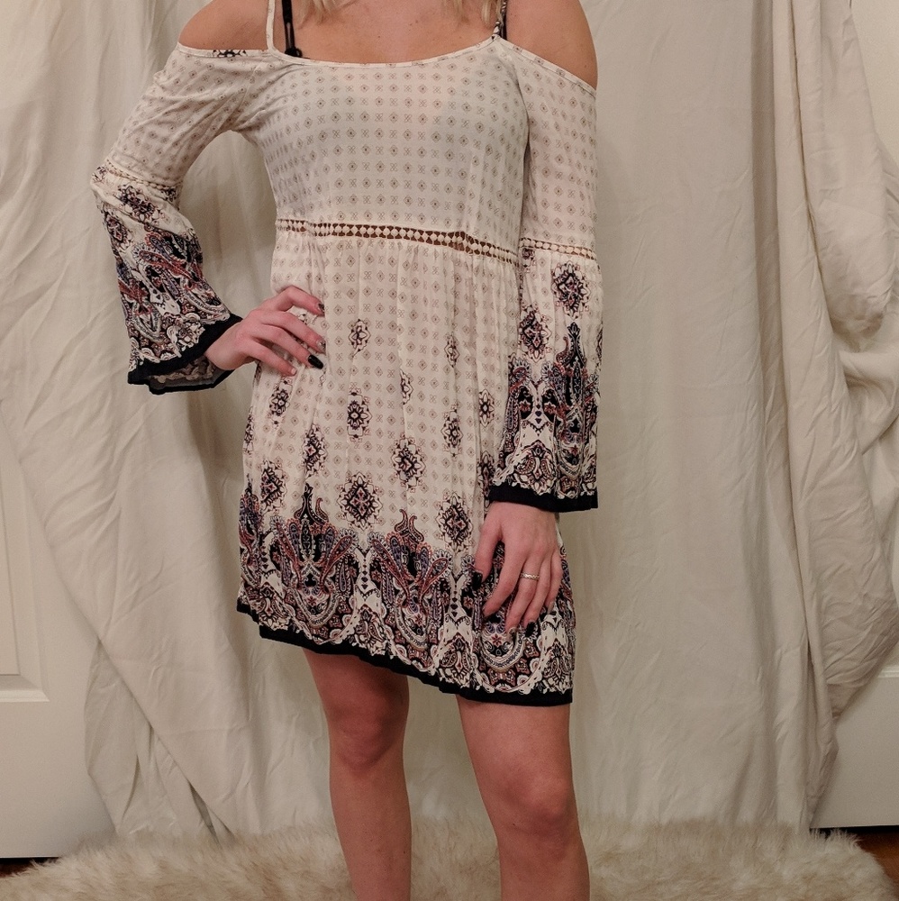 Off the shoulder pattern flowy dress what would yo
